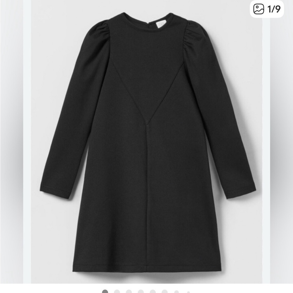 Zara Girls Long Puff Sleeve Black Dress Size 10